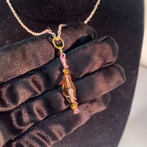 PINK ELIXIR — Handcrafted Rose Gold & Soft Pink Glass Pendant Necklace